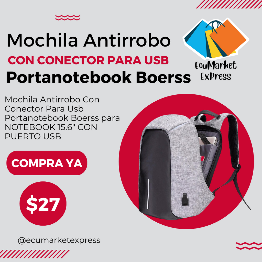 Mochila Antirrobo para Portátil 15.6 con Puerto USB